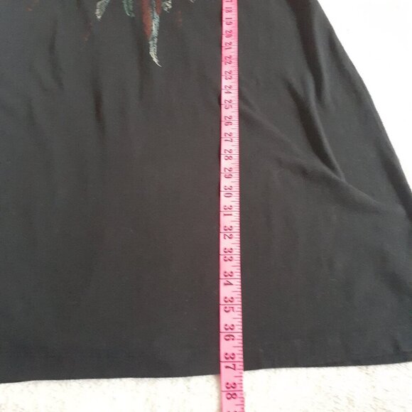 Peruvian Connection Women's Size XL Black Feather Print Cotton T-Shirt Dress - Picture 7 of 7